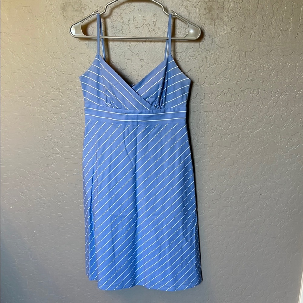JCREW Blue Striped Women's Dress 4 Petite LIKE NEW